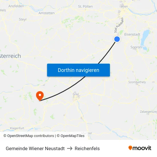 Gemeinde Wiener Neustadt to Reichenfels map