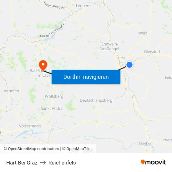 Hart Bei Graz to Reichenfels map