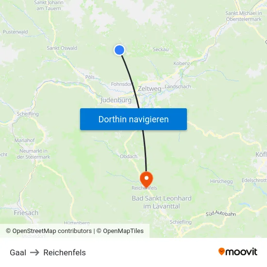 Gaal to Reichenfels map