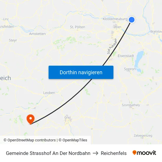 Gemeinde Strasshof An Der Nordbahn to Reichenfels map