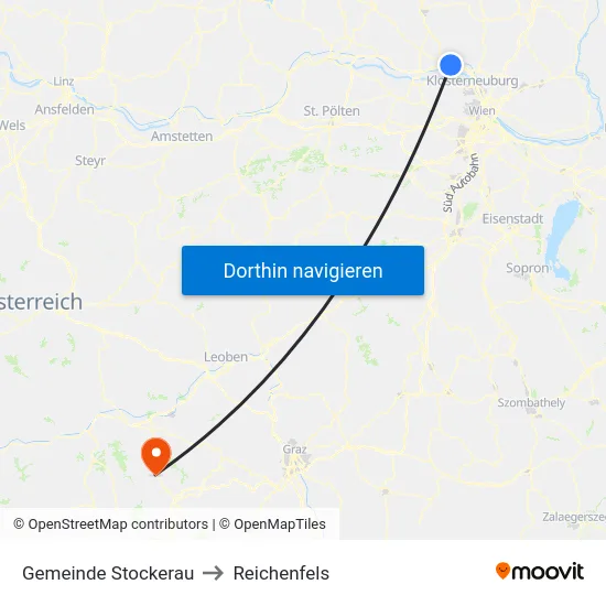Gemeinde Stockerau to Reichenfels map