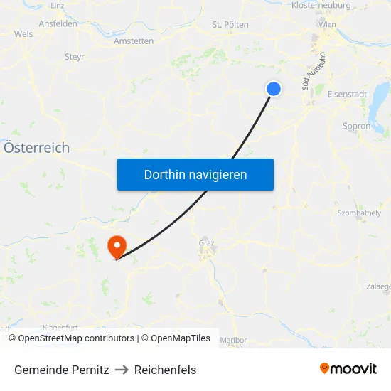 Gemeinde Pernitz to Reichenfels map