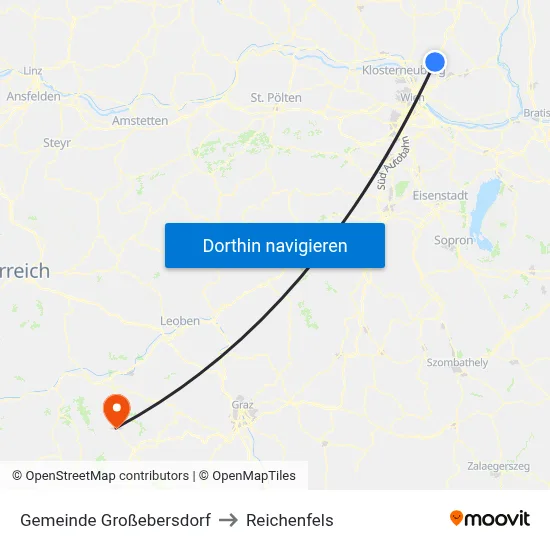 Gemeinde Großebersdorf to Reichenfels map