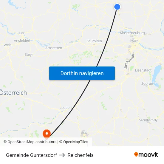Gemeinde Guntersdorf to Reichenfels map
