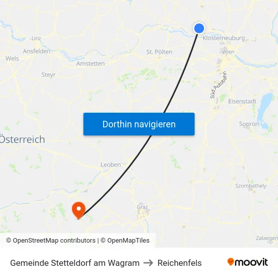 Gemeinde Stetteldorf am Wagram to Reichenfels map