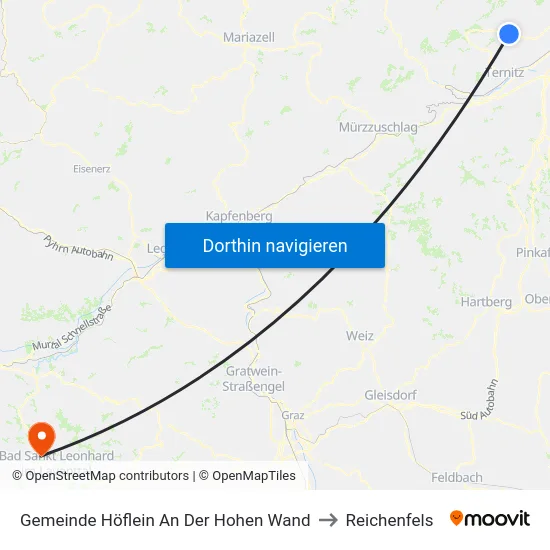 Gemeinde Höflein An Der Hohen Wand to Reichenfels map