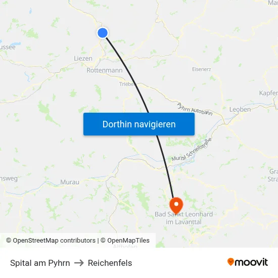 Spital am Pyhrn to Reichenfels map