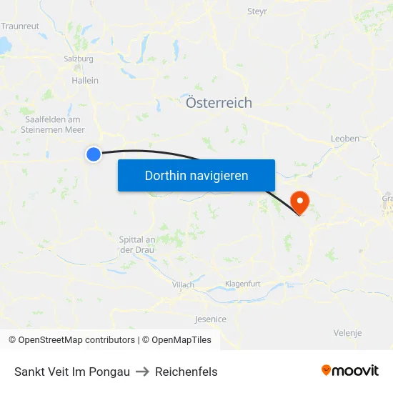 Sankt Veit Im Pongau to Reichenfels map