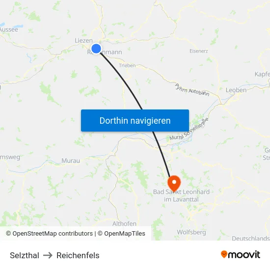 Selzthal to Reichenfels map