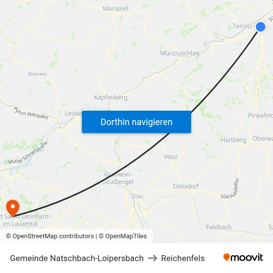 Gemeinde Natschbach-Loipersbach to Reichenfels map