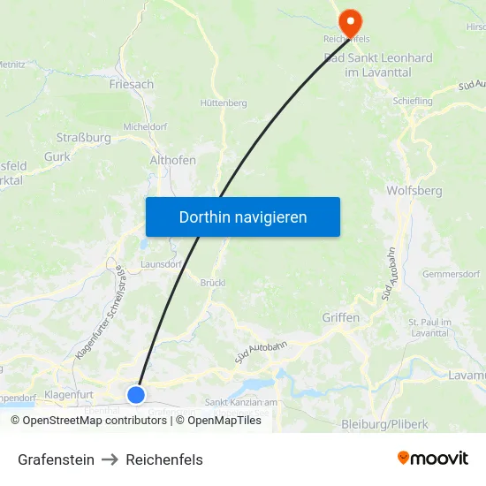 Grafenstein to Reichenfels map