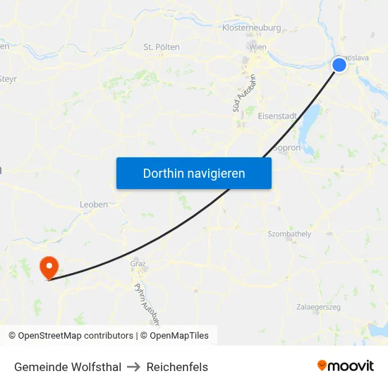 Gemeinde Wolfsthal to Reichenfels map