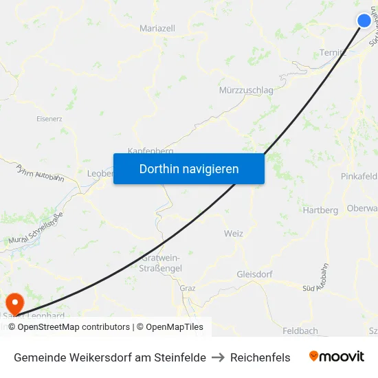 Gemeinde Weikersdorf am Steinfelde to Reichenfels map