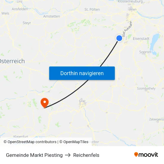 Gemeinde Markt Piesting to Reichenfels map