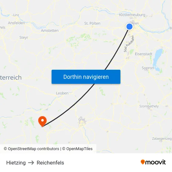 Hietzing to Reichenfels map