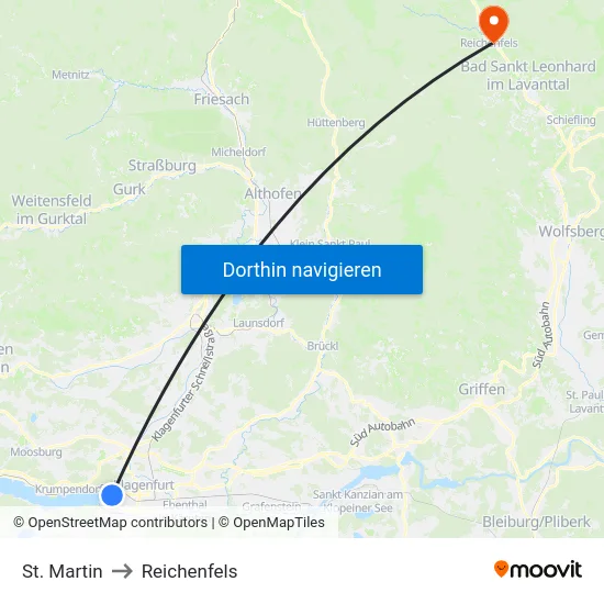 St. Martin to Reichenfels map
