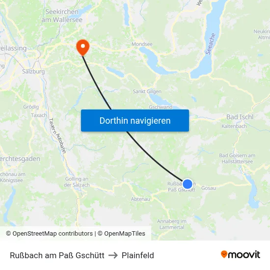 Rußbach am Paß Gschütt to Plainfeld map