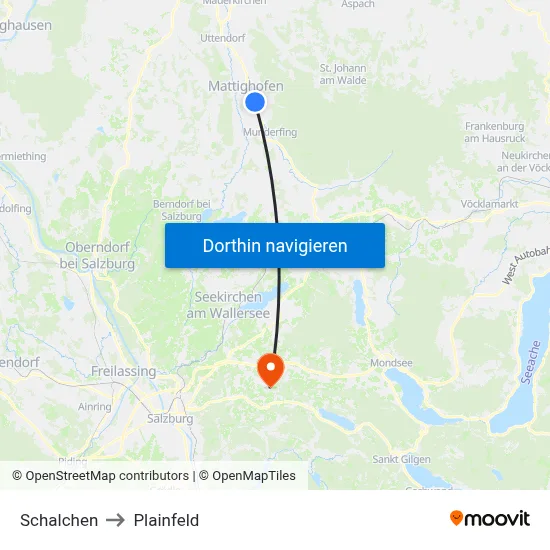 Schalchen to Plainfeld map