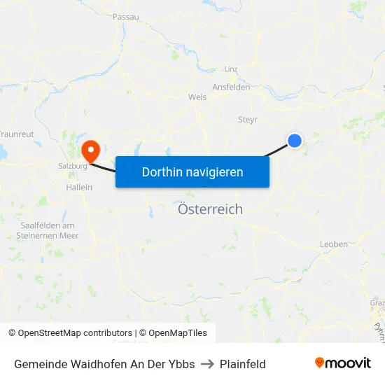 Gemeinde Waidhofen An Der Ybbs to Plainfeld map