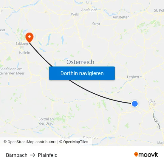 Bärnbach to Plainfeld map
