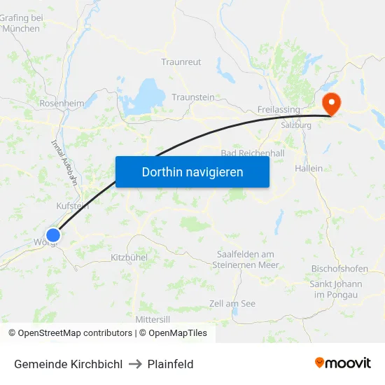 Gemeinde Kirchbichl to Plainfeld map