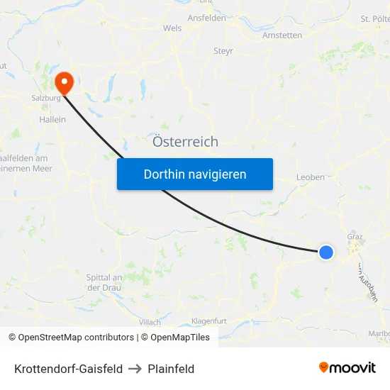 Krottendorf-Gaisfeld to Plainfeld map