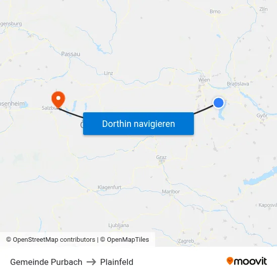 Gemeinde Purbach to Plainfeld map