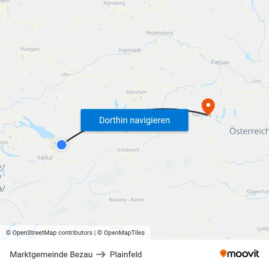 Marktgemeinde Bezau to Plainfeld map