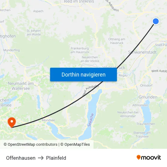 Offenhausen to Plainfeld map