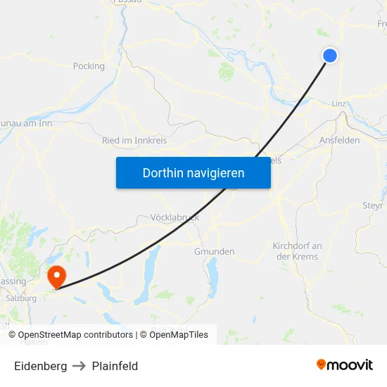 Eidenberg to Plainfeld map