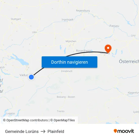Gemeinde Lorüns to Plainfeld map