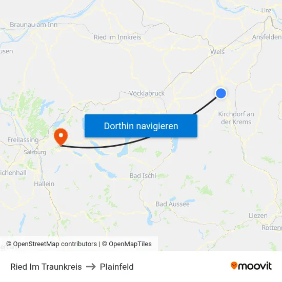 Ried Im Traunkreis to Plainfeld map