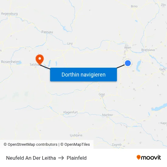 Neufeld An Der Leitha to Plainfeld map