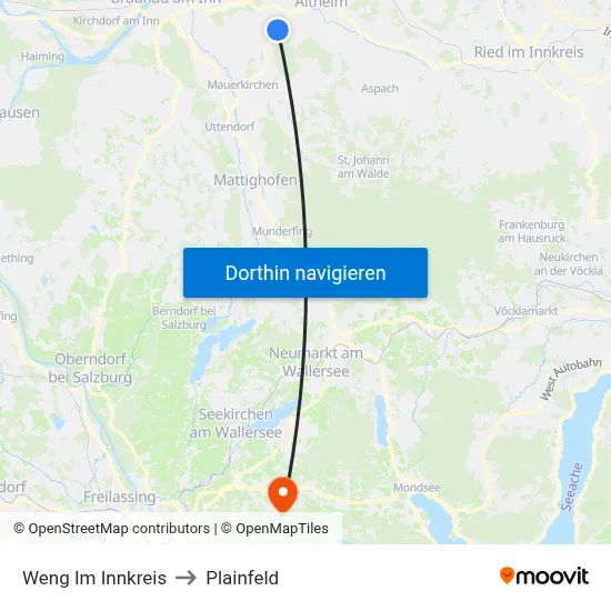 Weng Im Innkreis to Plainfeld map