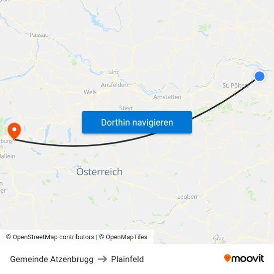 Gemeinde Atzenbrugg to Plainfeld map