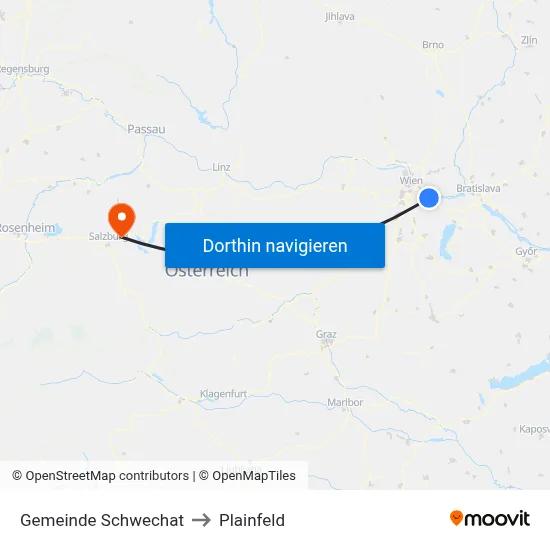 Gemeinde Schwechat to Plainfeld map