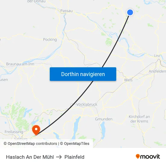 Haslach An Der Mühl to Plainfeld map