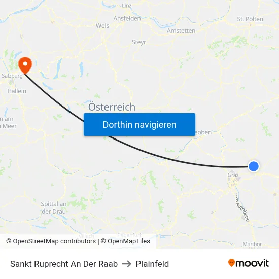 Sankt Ruprecht An Der Raab to Plainfeld map