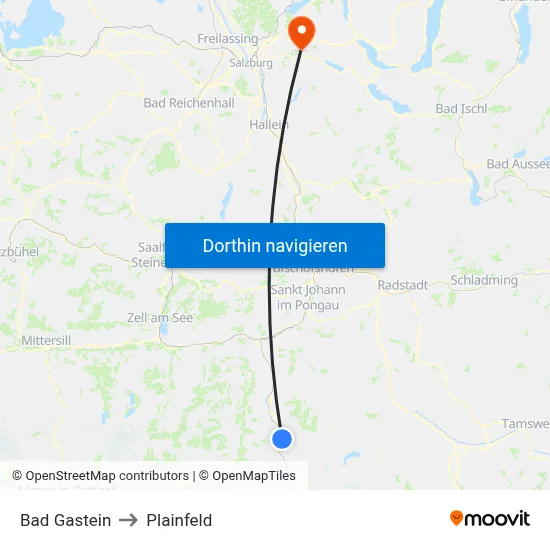 Bad Gastein to Plainfeld map