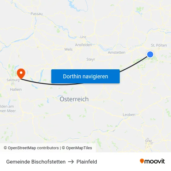 Gemeinde Bischofstetten to Plainfeld map