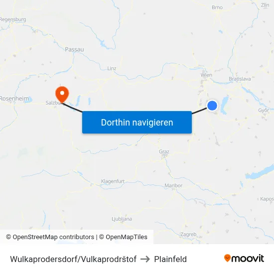 Wulkaprodersdorf/Vulkaprodrštof to Plainfeld map