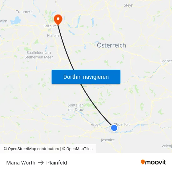 Maria Wörth to Plainfeld map