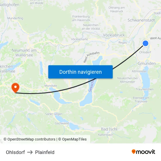 Ohlsdorf to Plainfeld map