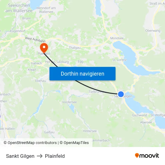 Sankt Gilgen to Plainfeld map