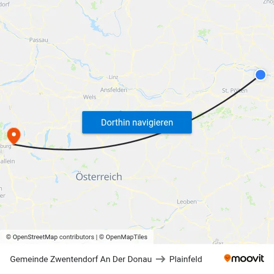 Gemeinde Zwentendorf An Der Donau to Plainfeld map