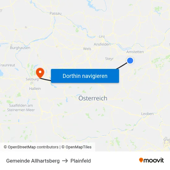 Gemeinde Allhartsberg to Plainfeld map