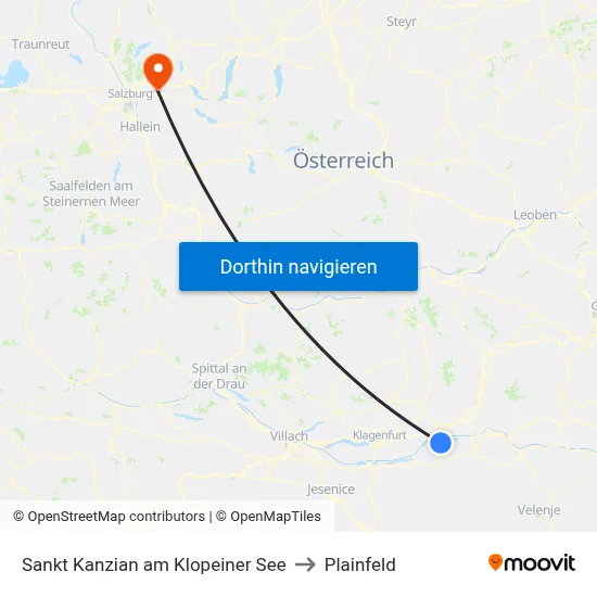 Sankt Kanzian am Klopeiner See to Plainfeld map