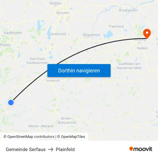 Gemeinde Serfaus to Plainfeld map