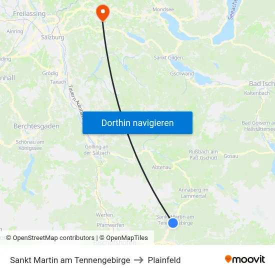 Sankt Martin am Tennengebirge to Plainfeld map