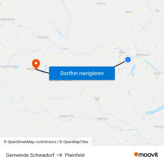 Gemeinde Schwadorf to Plainfeld map